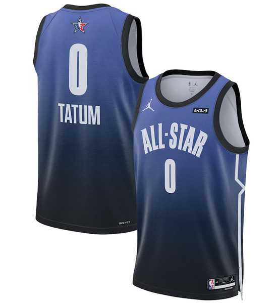 Men's 2023 All-Star #0 Jayson Tatum Blue Game Swingman Stitched Basketball Jersey Dzhi